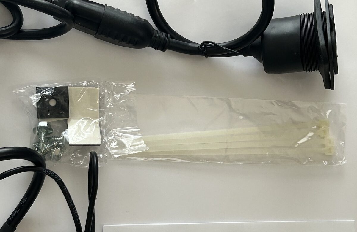 Install hardware: self-tapping screws, heavy-duty zip ties, and adhesive mounts